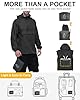 Outdoor Ventures Rain Jacket for Men Waterproof Pullover Lightweight Hooded Windbreaker Outdoor Raincoat Packaway Breathable Windproof Shell Jacket for Travelling, Camping, Running, Hiking Black 3XL #3