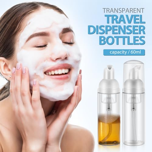 Botella dispensadora de espuma de 60ml con bomba para rellenar cosméticos de viaje 8
