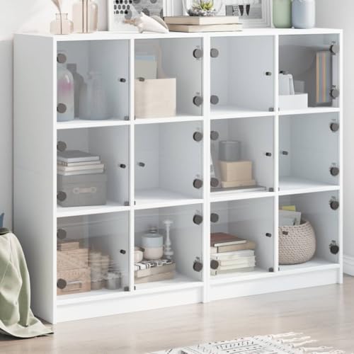 Cinyiqo Estantería con Puertas Madera de ingeniería Negro 136x37x109 cm, Libreria Estanteria, Muebles Auxiliares, Estanterias Almacenaje, Mueble Almacenaje, Mueble Organizador - 3206510