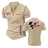 Camiseta Henley Estampada para Hombre M.o.to.G.P De Manga Corta con Cuello Alto Camisetas Casuales Suaves Polo Secado Rápido Activas Media-KQiSe||m