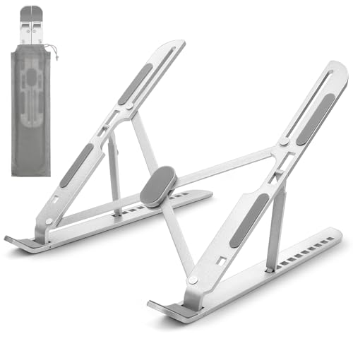 Support Ordinateur Portable, Support PC Portable à 10 Niveaux Réglables, Rehausseur Ordinateur Portable Pliable pour Bureau, Laptop Stand Silicone...