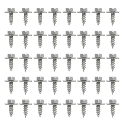 JNNJ 40 Pieces Automotive Fender Screws, Sheet Metal Nut Screws with Gasket, Car Body Undertray Fender Screw for Car Wheel Arch Cover Undertray Fender, Hex Head Self Tapping Screw for Plate Car