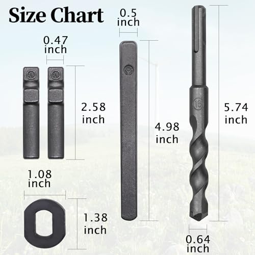 Csdtylh 6PCS Rock Splitting Wedges and 1PCS Rotary Hammer Drill Bit, Wedge and Feather Shims, Stone Splitter Tools for Granites, Concretes, Boulders, Volcanic Rocks, Limestone Rocks