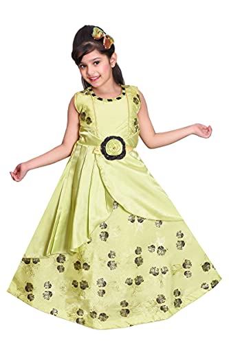 Image of Sky Heights Girl's Silk Blend Fit and Flare Maxi Wedding Dress