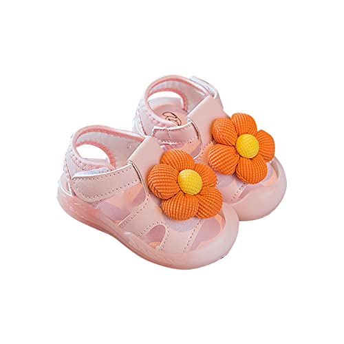 Baby Girls Flower Open Toe Sandals Toddler Soft Soled Sandals Toddler Lightweight Comfortable Shoes (Red, 7.5 Toddler)