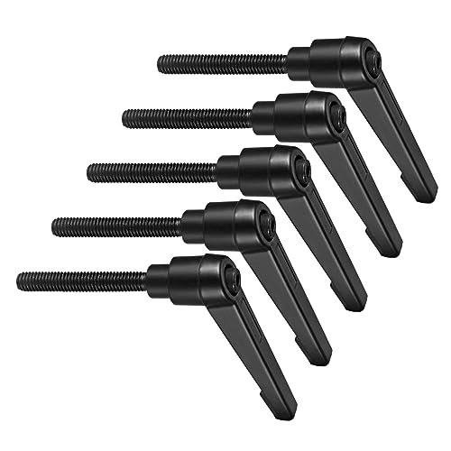 Image of Clamping Lever Handles, M6 x 32mm Male Thread, Adjustable Quick Release Locking Rotating Bolt Knobs Black - (Applications: for Lathe Machinery), 5-Pieces