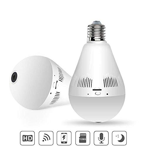 Mr. Gadget's Solutions ® Ampoule caméra HD 960p 360 degrés panoramique 3D caméra et interphone Système de sécurité à domicile