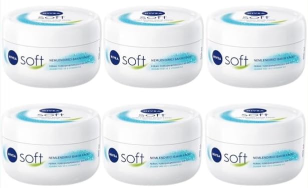 Nıvea Nemlendirici Soft Bakım Kremi, El Yüz Vücut, Besleyici, Jojoba Yağı, E Vitamini 200 Ml * 6 Adet