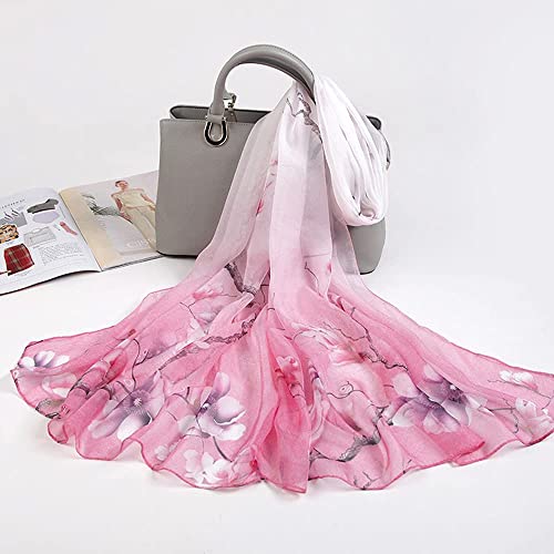 Women's 100% Real Mulberry Silk Scarf Long Rectangle 70.87x27.55 inch Floral Printed Multi Colors Beautiful2