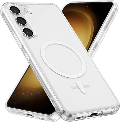 Image of JGD Magnetic Case for Samsung Galaxy S23 5G Compatible with MagSafe, Shockproof Phone Bumper Cover, Anti-Scratch Clear Back (Clear)
