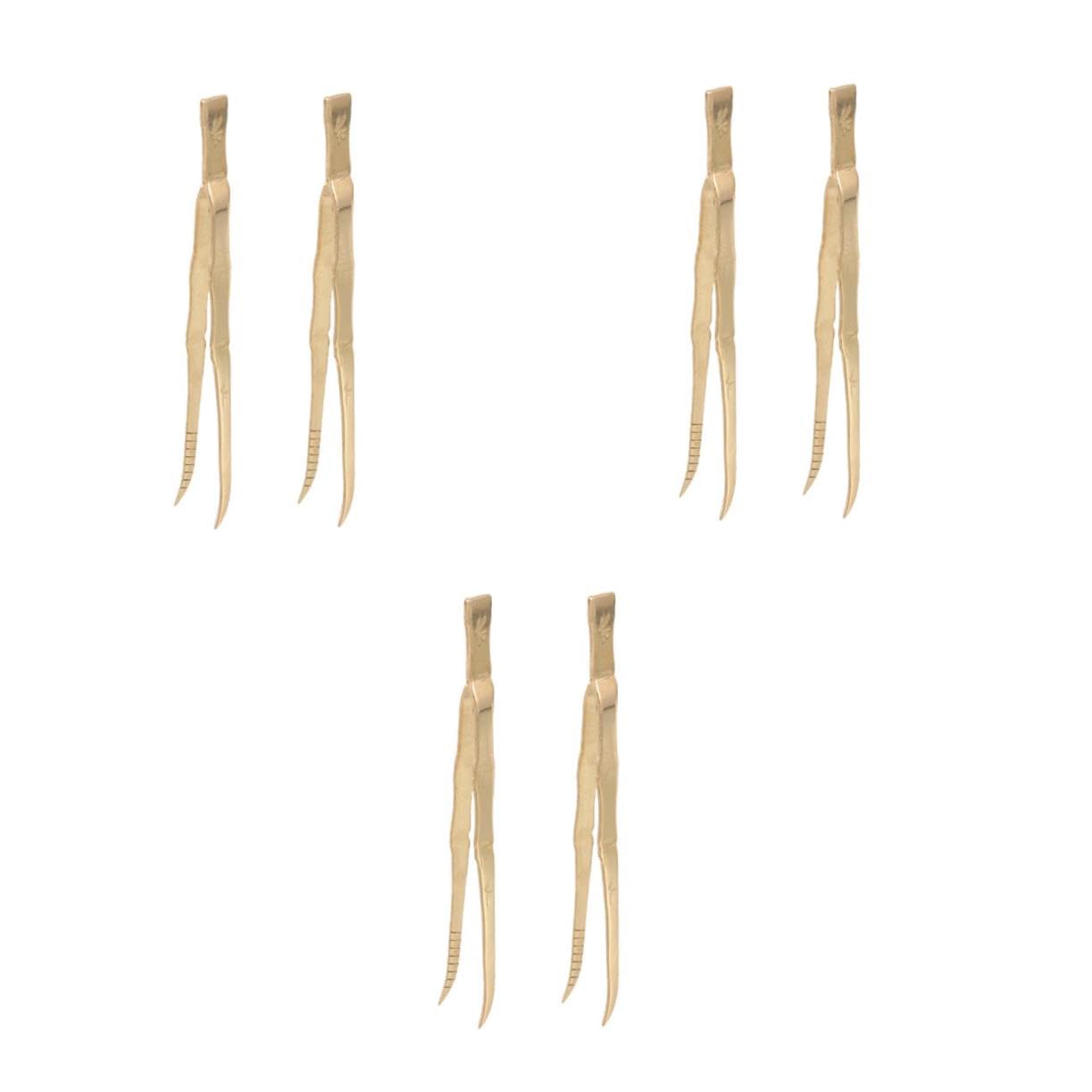 OUNONA 3 Series Pinzas para Incienso Largo Accesorio Alargado Clip Suministros para Iglesia Carbón Bronce Accesorios Aromáticos Pinzas Latón Dorado 2 Piezas x 3
