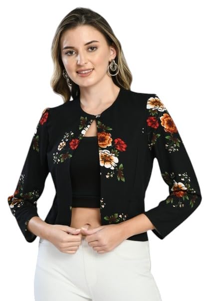 IUGA Floral Printed Jacket Style Shrug Top for Women 888 Shrug_415_Floral_L Blue IUGA Floral Printed Jacket Style Shrug Top for Women 888 Shrug_415_Floral_L Blue