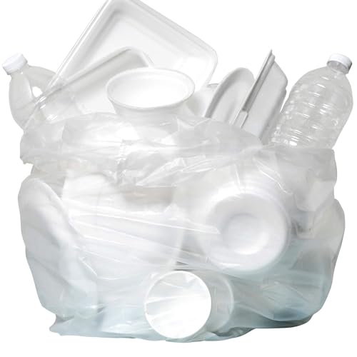 Image of Aluf Plastics High Density Trash Bags, 30 Gallon, 500 Count, 10 Micron (eq), 30 inch x 37 inch, Clear, for Bathroom, Office, Industrial, Commercial, Janitorial, Municipal, Recycling