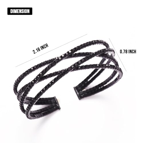 Jojomina Black Rhinestone Cuff Bracelet For Women Black Jewelry Layered Bracelets For Prom Pageant Party Wedding thumb #1