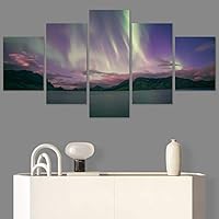 SIGNWIN 5 Panel Canvas Wall Art Astronomy & Space Contemporary Cosmic Dramatic Green Group Photography Realism Ultra for Home Decorations Ready to Hang - 60