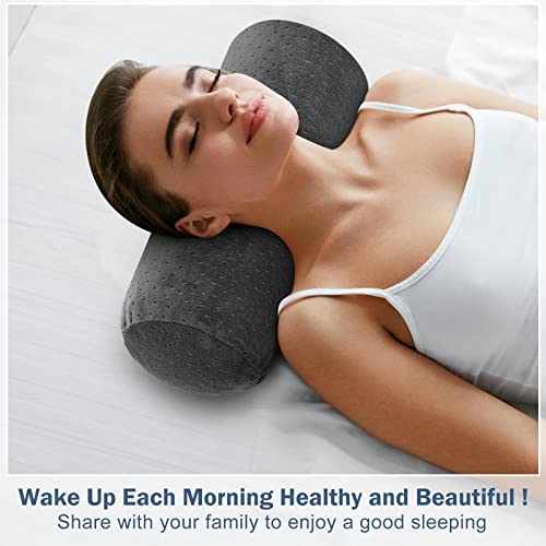 2 Pieces Velvet Neck Roll Pillow Cover Only Round Cervical Pillow Case With Zipper, Neck Round Pillow Covers Roll Pillow Case Soft Bolster Pillowcases For Cylindrical Pillow (Ash Black, 17 X 7 Inches) #TOP1