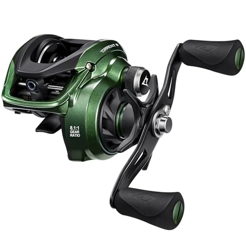 Piscifun Torrent II Baitcaster Fishing Reel, 20LB Max Drag Baitcasting Reel with Magnet Braking System, 6+1 Stainless Steel Bearings, 8.1:1 Gear Ratio Casting Reel, Green Left Hand Retrieve