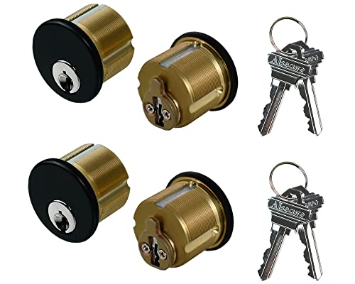 Brass Mortise Cylinder Lock，Commercial storefront Door Lock Mortise cylinders Compatible with Adams Rite, Kawneer, and Vistawall deadbolts. Comes in Black, 4-Pack ，with Matching Keys.