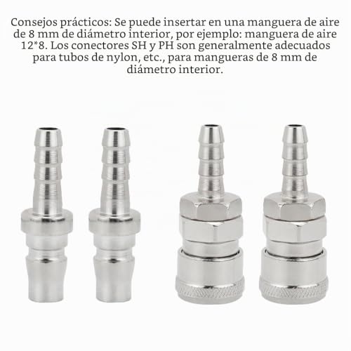 Miniatura 5 de Conector De Aire Conector De Aire Conector,Enchufes Rápidos Aire Comprimido,6mm Acople Aire Comprimido Acople Rapido,Para Mangueras De Compresor De Aire Neumático,4 Piezas