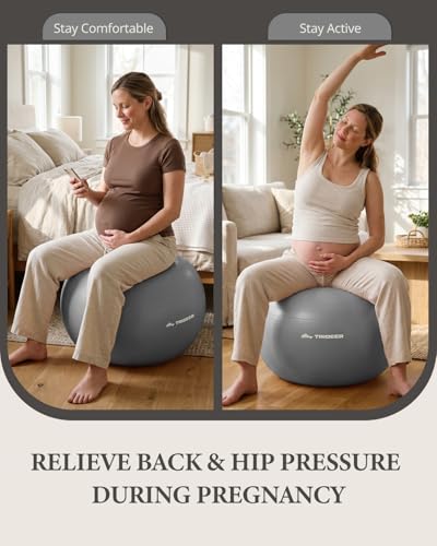 Image of Trideer Exercise Ball, Stability Yoga Ball for Physical Therapy, Active Sitting, Pregnancy & Birth Labor Prep, Core Strength, Balance Training, Posture Improvement and Daily Stretching, 55 /65 /75cm