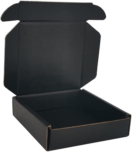 Cajas de envío pequeñas de 4 x 4 x 1 pulgada, paquete de 25 sobres de cartón corrugado para negocios, color negro (CM441B25)