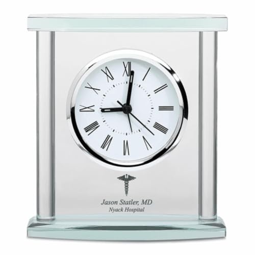 Executive Gift Shoppe Doctor Personalized Glass Table Clock with Silver Finish Accents