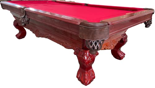 8 Ft.. Billardtisch Tunierpoolbillard Poolbillard Modell Winston Nr.8 Farbe: Kirschbaum Tuch Rot Pool Billard mit 3cm starken Schieferplatten Maß:254x142cm