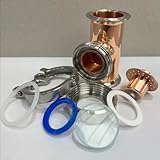 HOOLOO 2' Copper Distillation Column Kit,Stainless Steel Sight Glass with Copper Bubble Plate Set (2 inches)