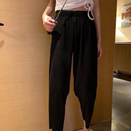 Women's Stretch Wide Legs Summer High Waist Folded Casual Loose Sports Pants4
