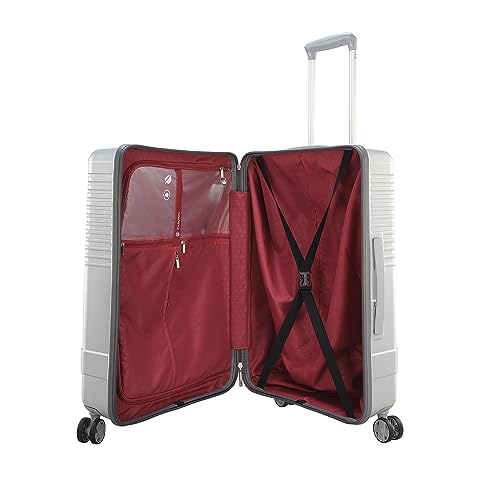 Image of Carlton Alumina | Check-in Trolley Bag, 69 Cm Medium Hardsided Luggage | 8 Wheels, TSA Lock | Polycarbonate | Premium Suitcase for Travel | 5 Year International Warranty | Metallic Silver