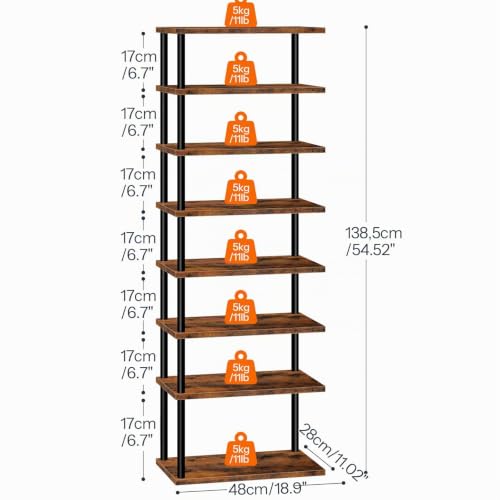 HOOBRO Vertikales Schuhregal, 8-lagiges Schuhregal, schmales Schuhablage, Schuhschrank, Schuhständer, Verdrehstruktur, für Eingang, Flur… – Ansicht 3