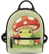 Showudesigns Cute Mushroom Frog Backpack for Teen Girls Purse Gifts Mini Pu Leather Backpacks Lad...