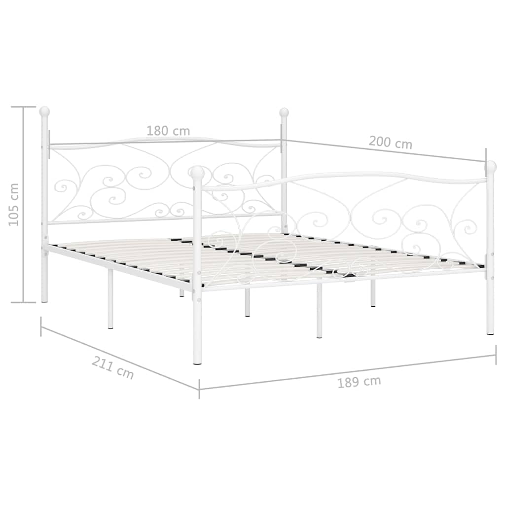 Metallo verniciato a polvere Giroletto matrimoniale Bianco 180x200 cm