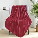Exclusivo Mezcla Kuscheldecke Fleece Decke für Couch, Superweiche & Warme Sofadecke Wohndecke für Ganzjahreszeit, Plüsch & Leicht, 130 x 170 cm, Weinrot