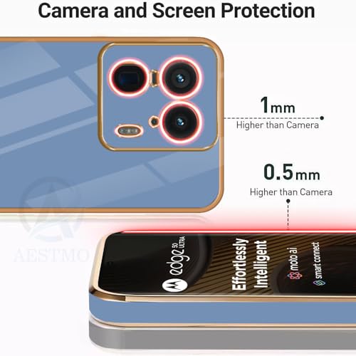 Image of AESTMO Back Case Cover for Moto Edge 50 Ultra 5G Back Cover | Gold Electroplating Chrome | Raised Edges | Super Soft-Touch | Bumper Back Case for Moto Edge 50 Ultra 5G (Gold & Blue)