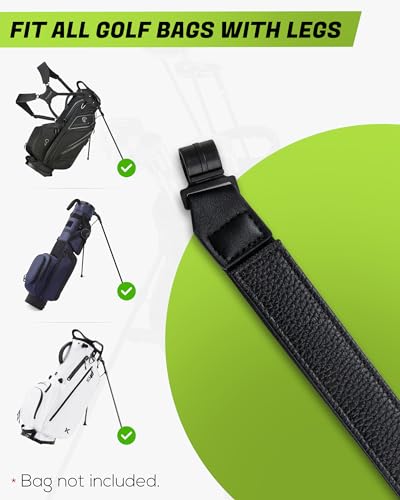Big Teeth Golf Bag Accessories Golf Leg Leather Strap,Golf Stabilizer Strap, Golf Equipment for Stand Bag with Legs (Black)