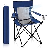 Yuntau 1 Pcs Portable Camping Chair with Cooling Mesh Back Foldable Camp Chairs with Cup Holder Fold Up Chairs Folding Large Lawn Chair for Outdoors Fishing Camping Hiking Travel Picnic Beach