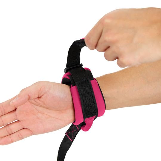 Image of Gooby Neoprene Wristband Sport Leash, Pink, 6 FT | Hands-free wristband; Neoprene padded cushion; 6 ft; Adjustable hook-and-loop fastener; All-weather