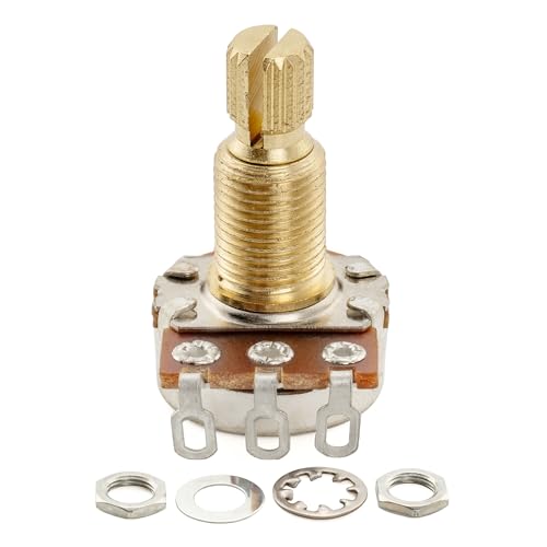 Musiclily Pro A500K Brass Thread Metric Mini Potentiometers Split Shaft Audio Taper Pots for Electric Guitar Bass (Set of 4) - Image 5