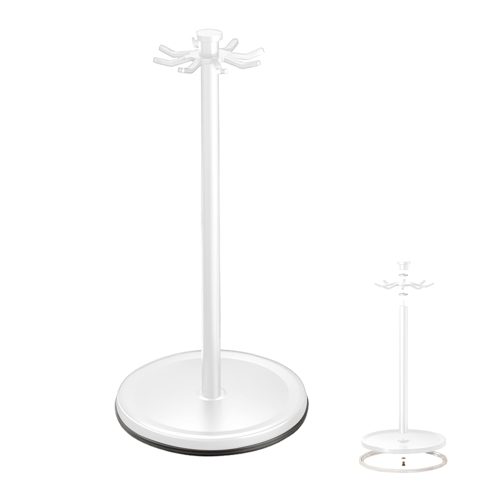 Organizer da cucina girevole a 360°, accessorio stabile per il piano di lavoro, per spatole, fruste e cucina, supporto compatto con 8 ganci per utensili da cucina