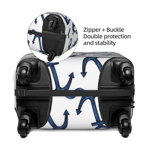 Travel Luggage Covers - Navy Blue Anchor Elasticity Suitcase Covers Protector for Luggage 18-32 Inch3