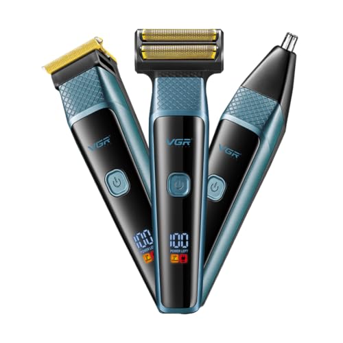 Image of VGR VL-366 Limited Edition 3-in-1 Grooming Kit for Men & Salon with 90 min Long Runtime | Powerful 600mAh Lithium Battery | All-in-One Trimmer kit for Face, Nose, Ear, and Body Grooming (Blue)
