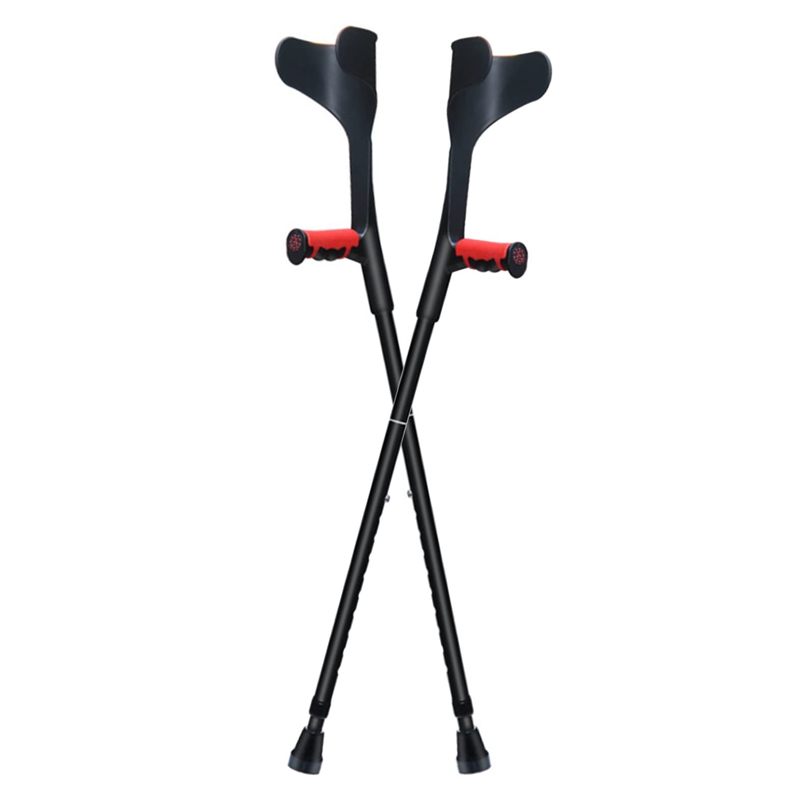 Muletas ajustables para antebrazo para adultos, portátiles, plegables, ayuda médica para caminar, soporta hasta 100 kg, 1 par (negro)