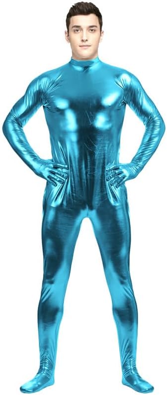 Men's and Women's Shiny Metallic Bodysuit without Hood Tight-fitting Unitard Stretchy Halloween Costume