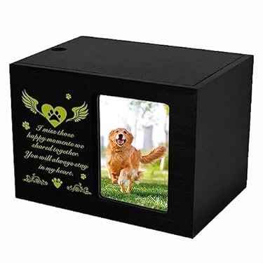 AMAZON - Gliitatu Pet Urns for Dogs Ashes, Pet Memorial Urns for Cat Ashes Wooden Keepsake Box with Photo Frame, Dog Urns or Cat Urns or Other Pet