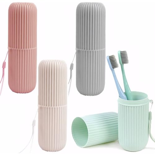 MQWDGJ Zahnbürsten Etui, 4 Stück Zahnbürste Zahnpasta Case, Reisezahnbürsten Box, Zahnbürstenetui Reise für Camping Reisen Wandern Geschäftsreisen Zuhause (4 Farben)