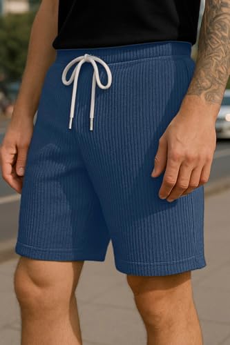 Image of Vogaan Men's Casual Slim Fit Shorts | Stylish Above Knee Shorts with Elastic Waist & Side Pockets Summer Wear for Gym Lounge Travel & Outdoor