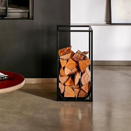 Support à bûches sur pied couleur or idéal pour vos soirées au coin du feu