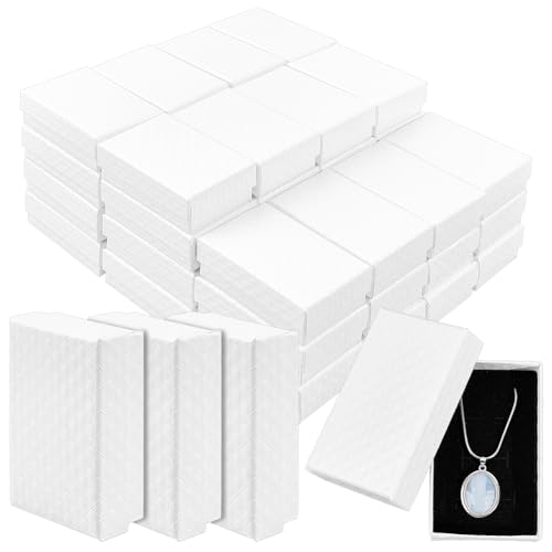 Boîtes cadeaux rectangulaires pour boucles d'oreilles et colliers | 48 boîtes blanches BENECREAT