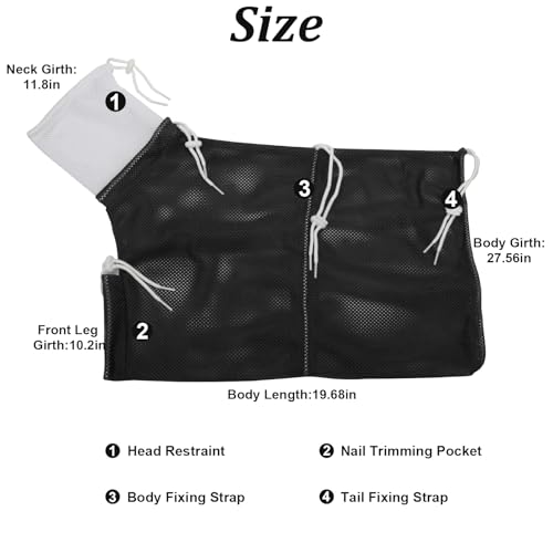 Image of Cat Bathing Bag, Breathable Mesh Cat Shower Bag Anti Scratch Adjustable Grooming Washing Bag for Nail Trimming Soft Polyester